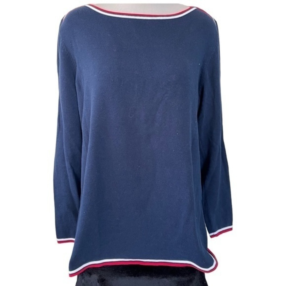 TOMMY HILFIGER‎ Boatneck Navy Blue Red White Longsleeve Sweater Size XL
